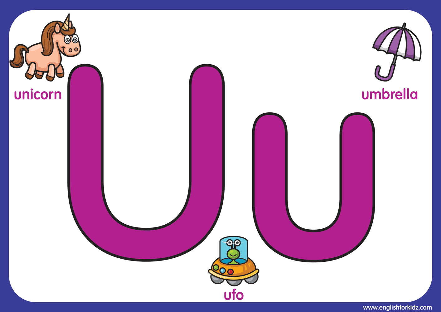 Letter U Worksheets, Flash Cards, Coloring Pages