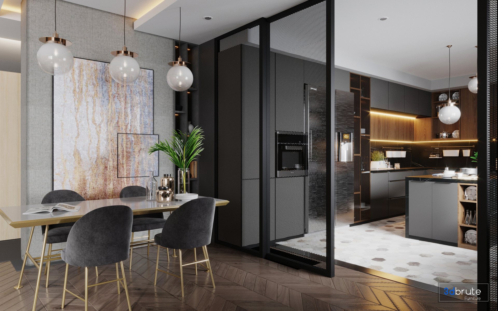 Luxury Modern Kitchen Design 3d model Buy Download 3dbrute