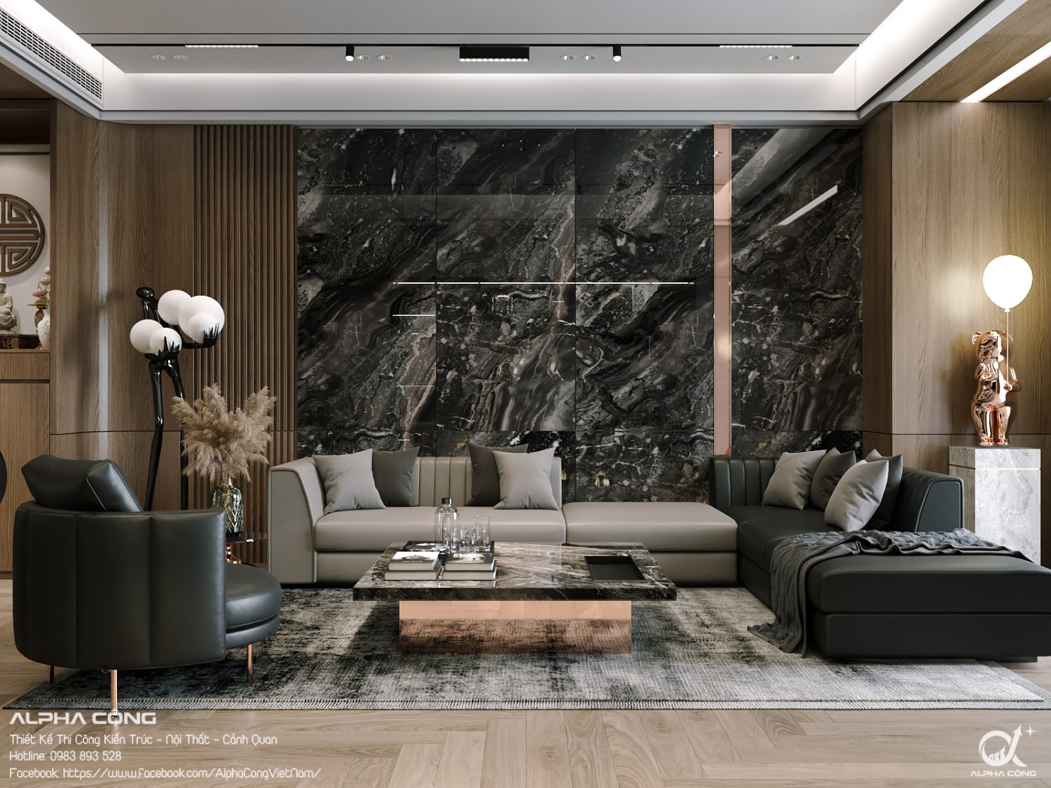 13259. 3D Living Room - Kitchen Interior Model Download by Tuan Anh Doan