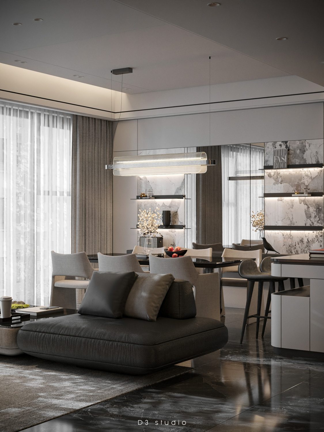 13261. 3D Living Room - Kitchen Interior Model Download By Nguyen Duy Diep (12) - 3Dzip.Org - 3D ...