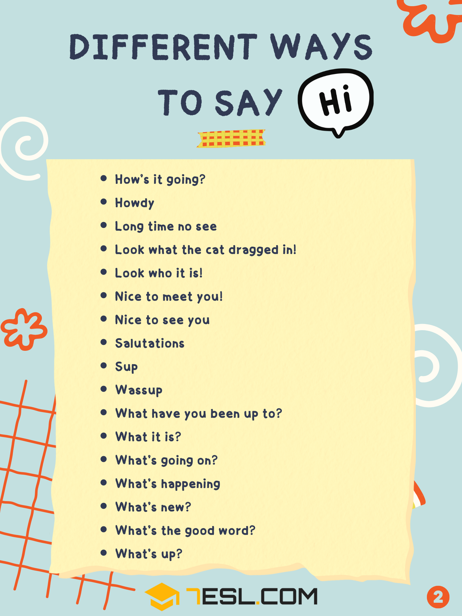 Hi! 50+ Creative Ways To Say &quot;Hi&quot; In English (Formal And Informal) • 7ESL
