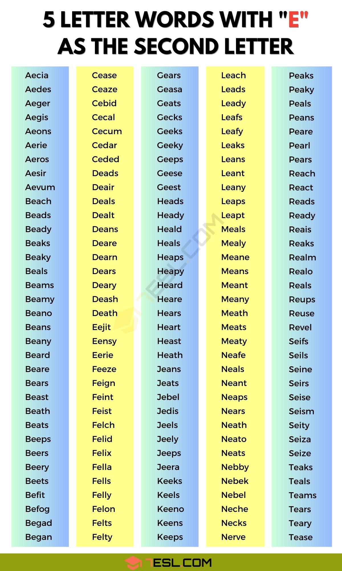 Words With A L And E