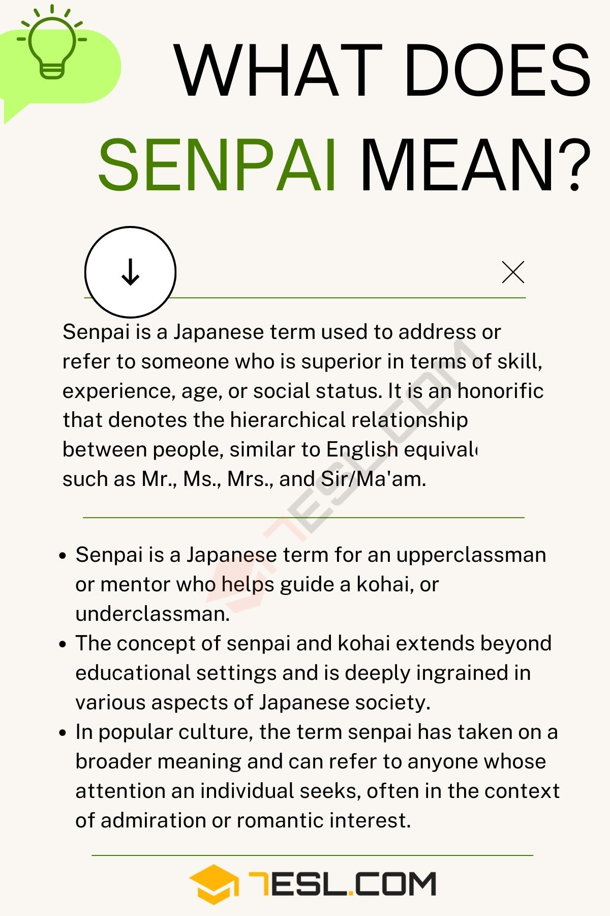 Senpai Meaning, Origin And Examples • 7ESL