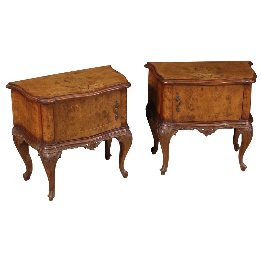 Pair of 20th Century Wood with Onyx Top Italian Design Bedside Tables, 1970 For Sale at 1stDibs