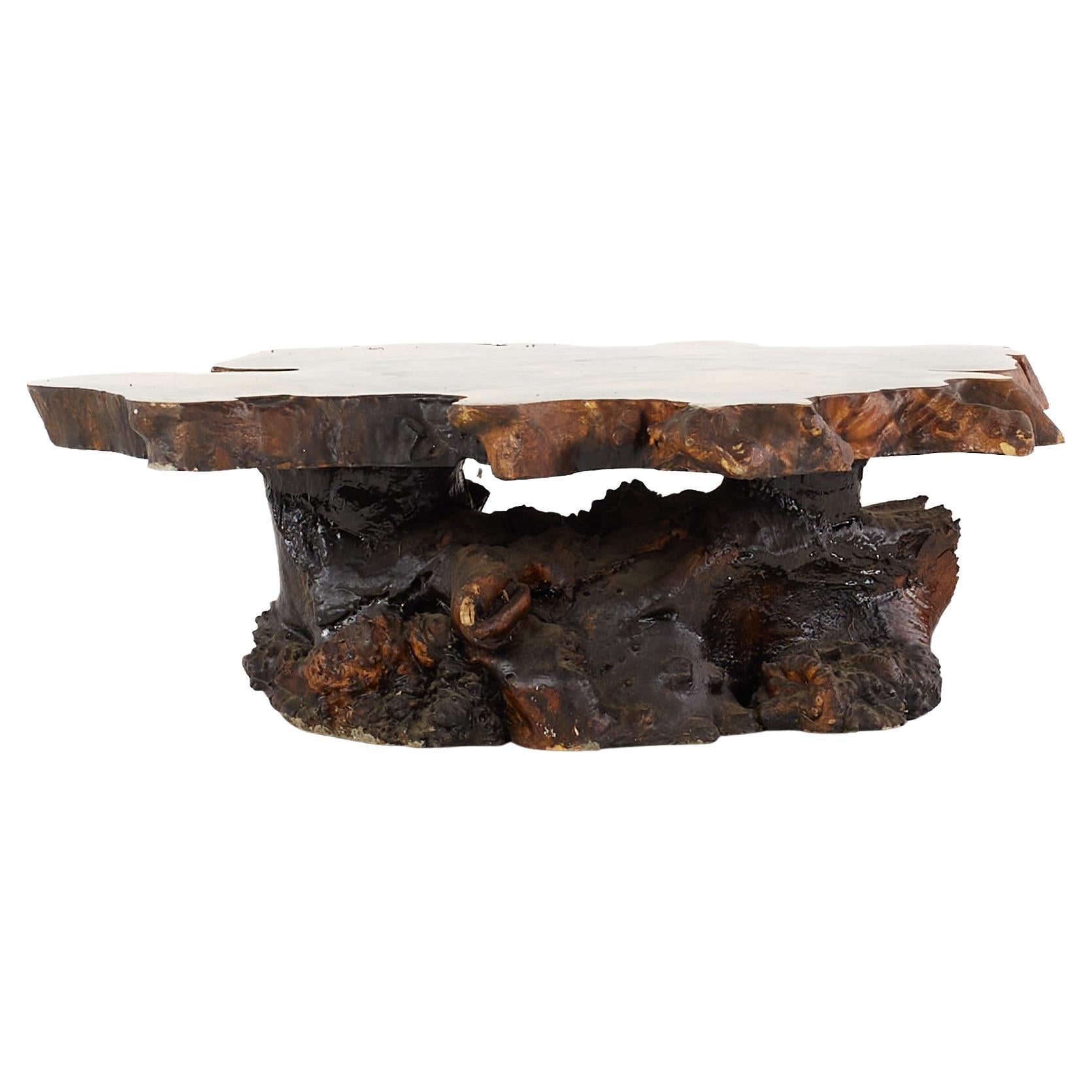 vintage live edge burl nakashima style coffee table mid century modern For Sale at 1stDibs