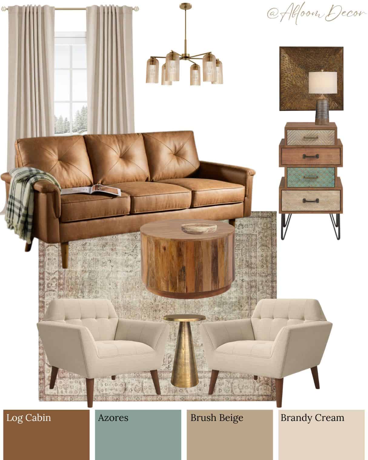 Vintage Modern Living Room with Wood Accents