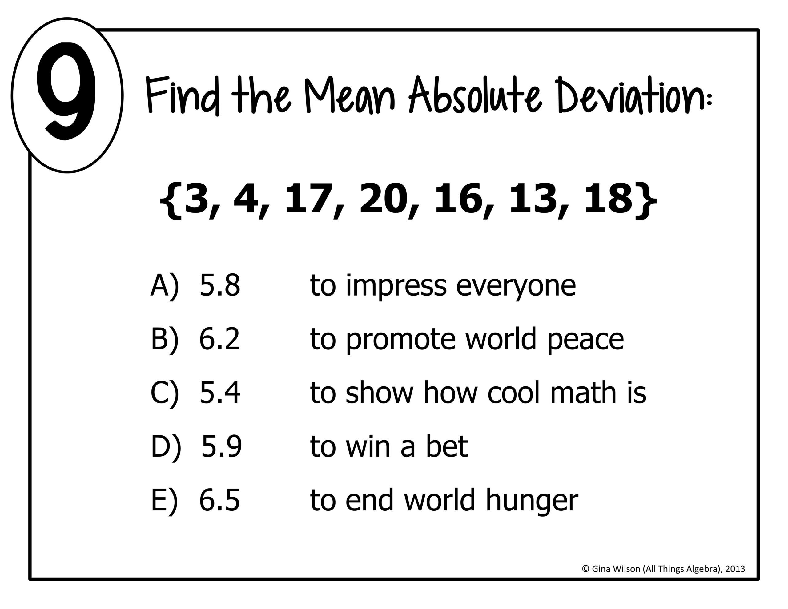 Mean Absolute Deviation Math Lib Activity - All Things Algebra®