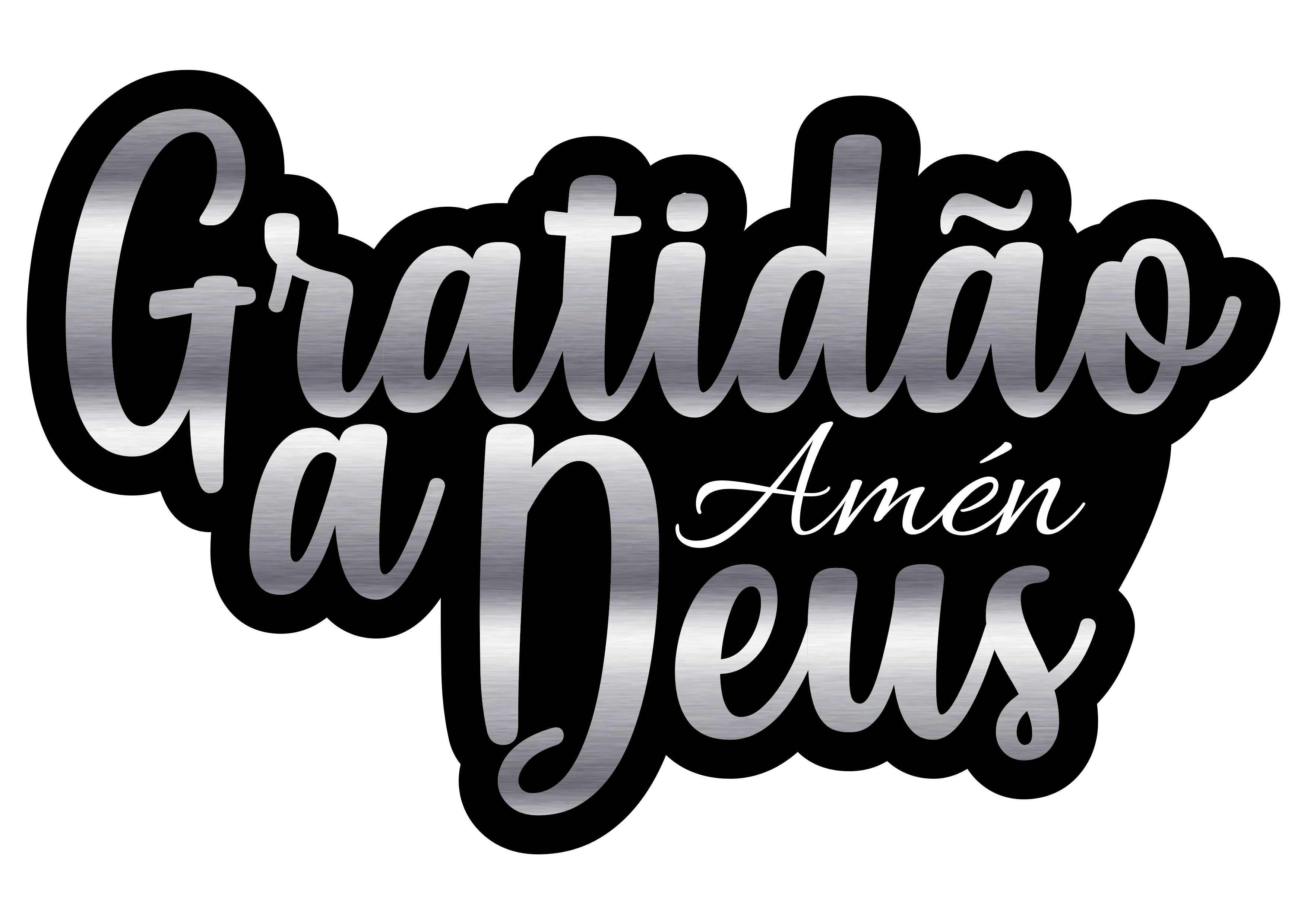 Gratidão a Deus letreiros dourado e prateado designer grátis png