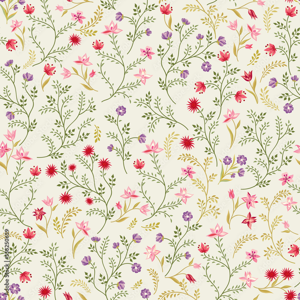 Floral Seamless Pattern. Flower Background. Floral Seamless Texture With Flowers. Flourish...