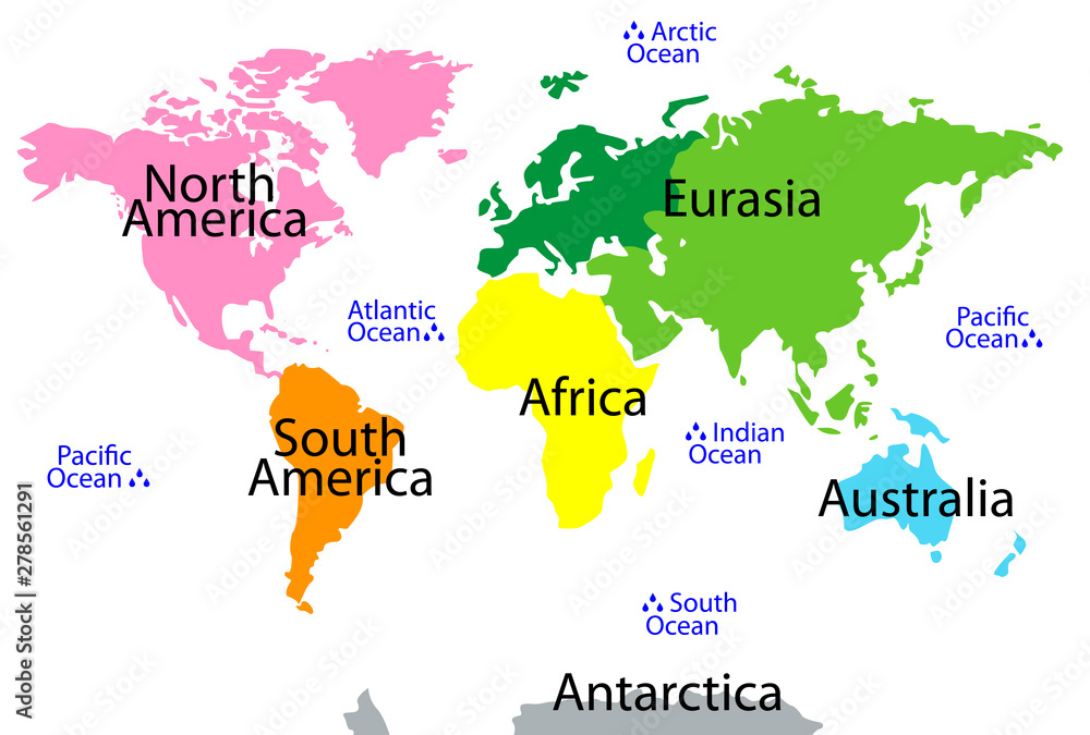 Map Of The World Continents For Kids