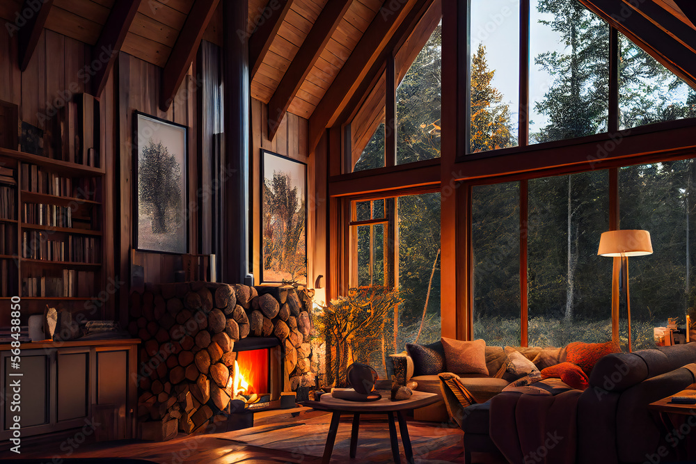 Cozy Living Room With Fireplace | Cabinets Matttroy