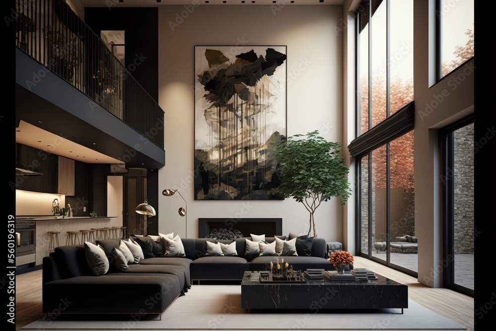 High Ceiling Living Room | Cabinets Matttroy