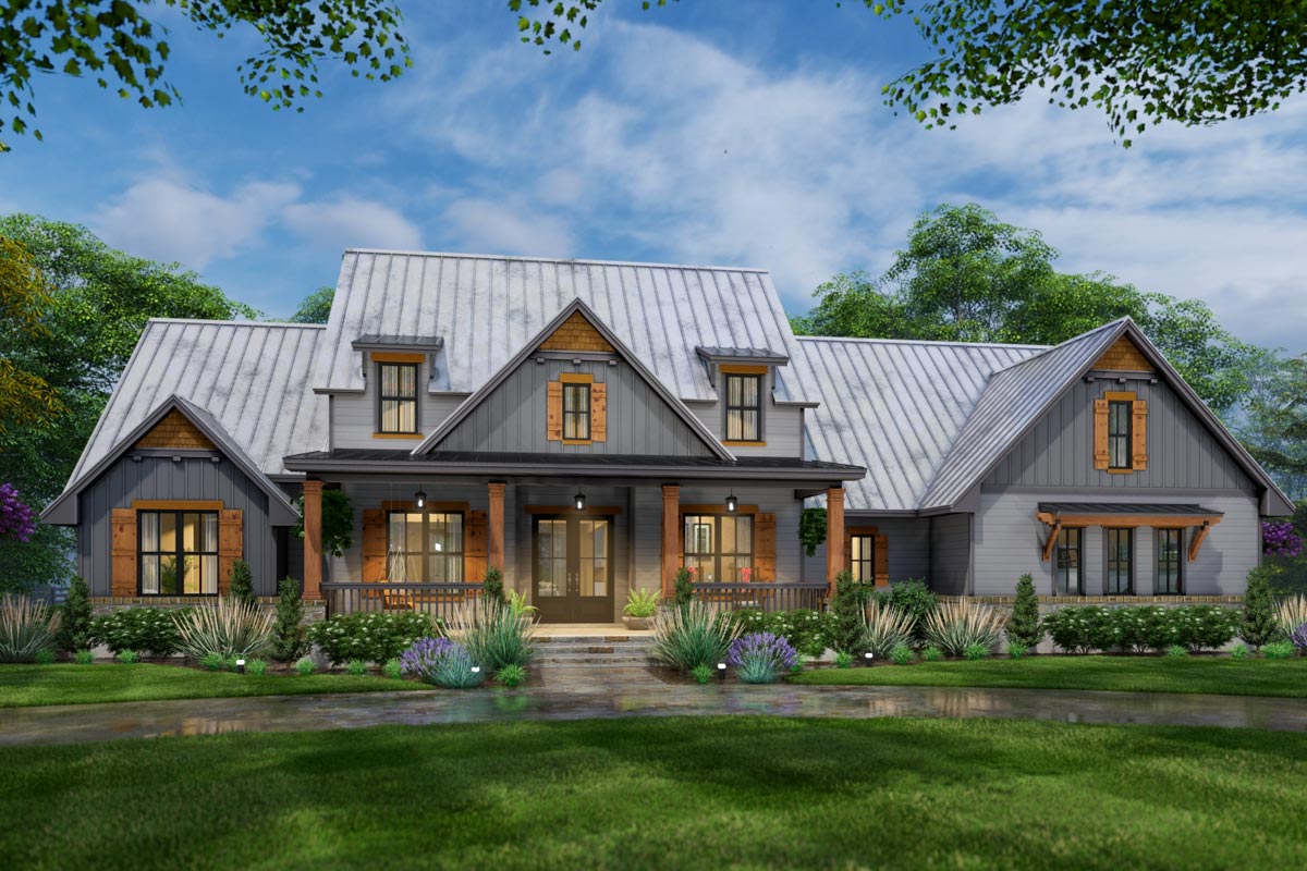 One-Story Modern Farmhouse Plan with Loft and Optionally Finished Bonus Room - 16925WG ...