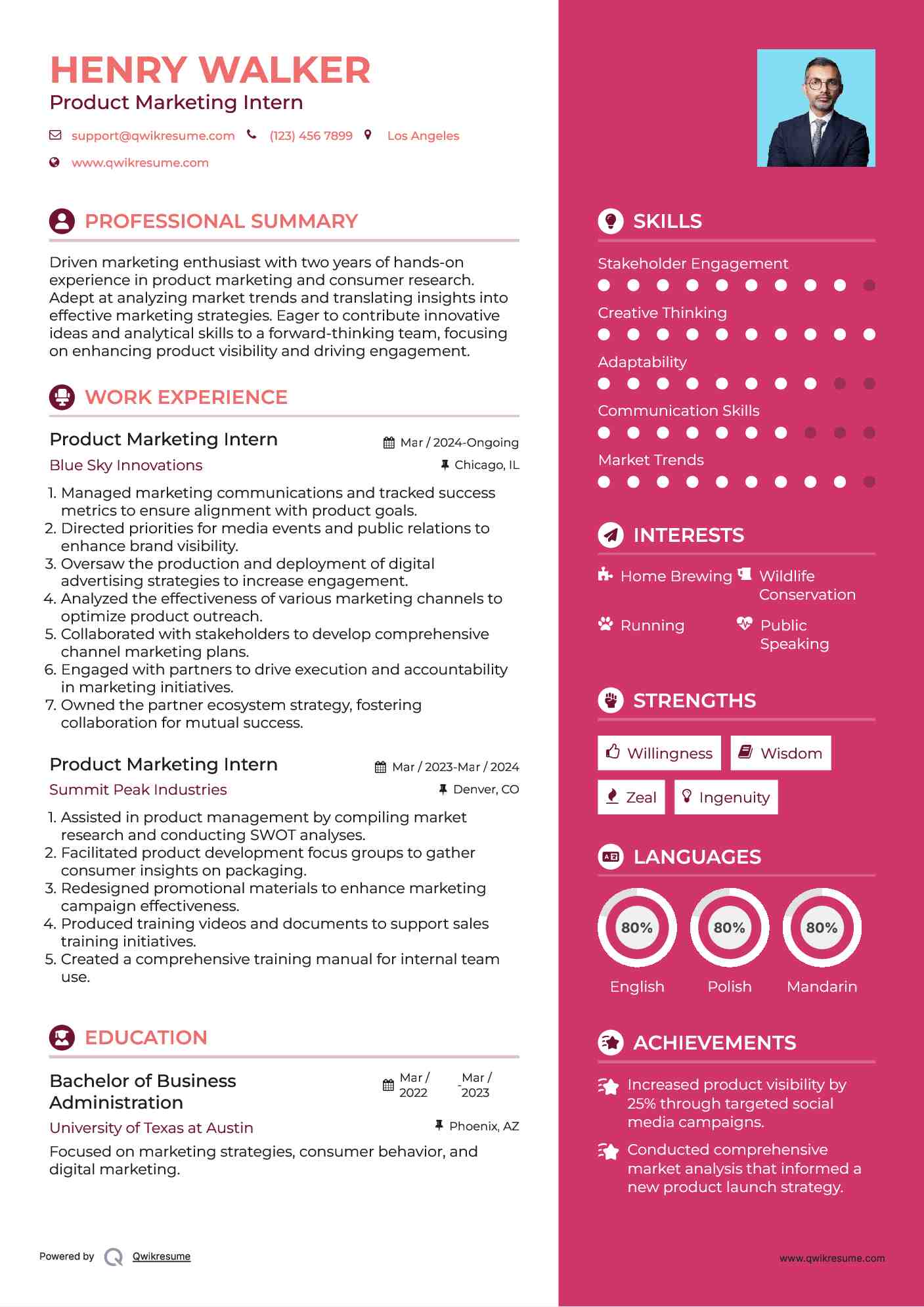 10+ Product Marketing Intern Resume Samples & Templates For 2025