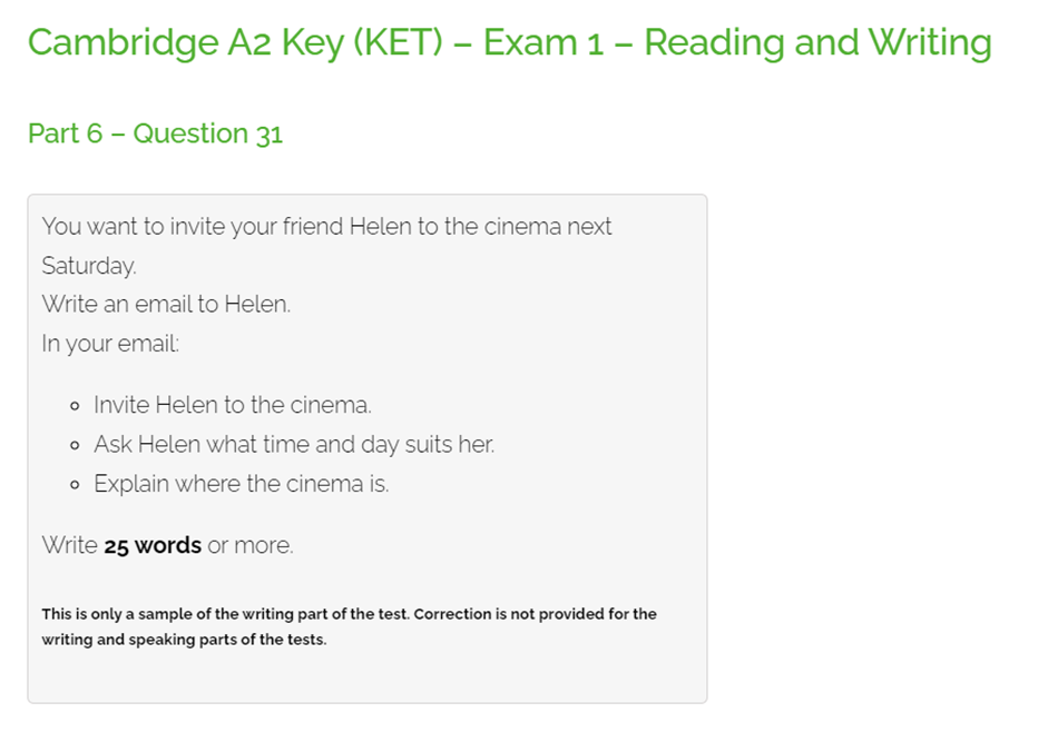 KET Writing Test - Part 6. Interactive worksheet | TopWorksheets