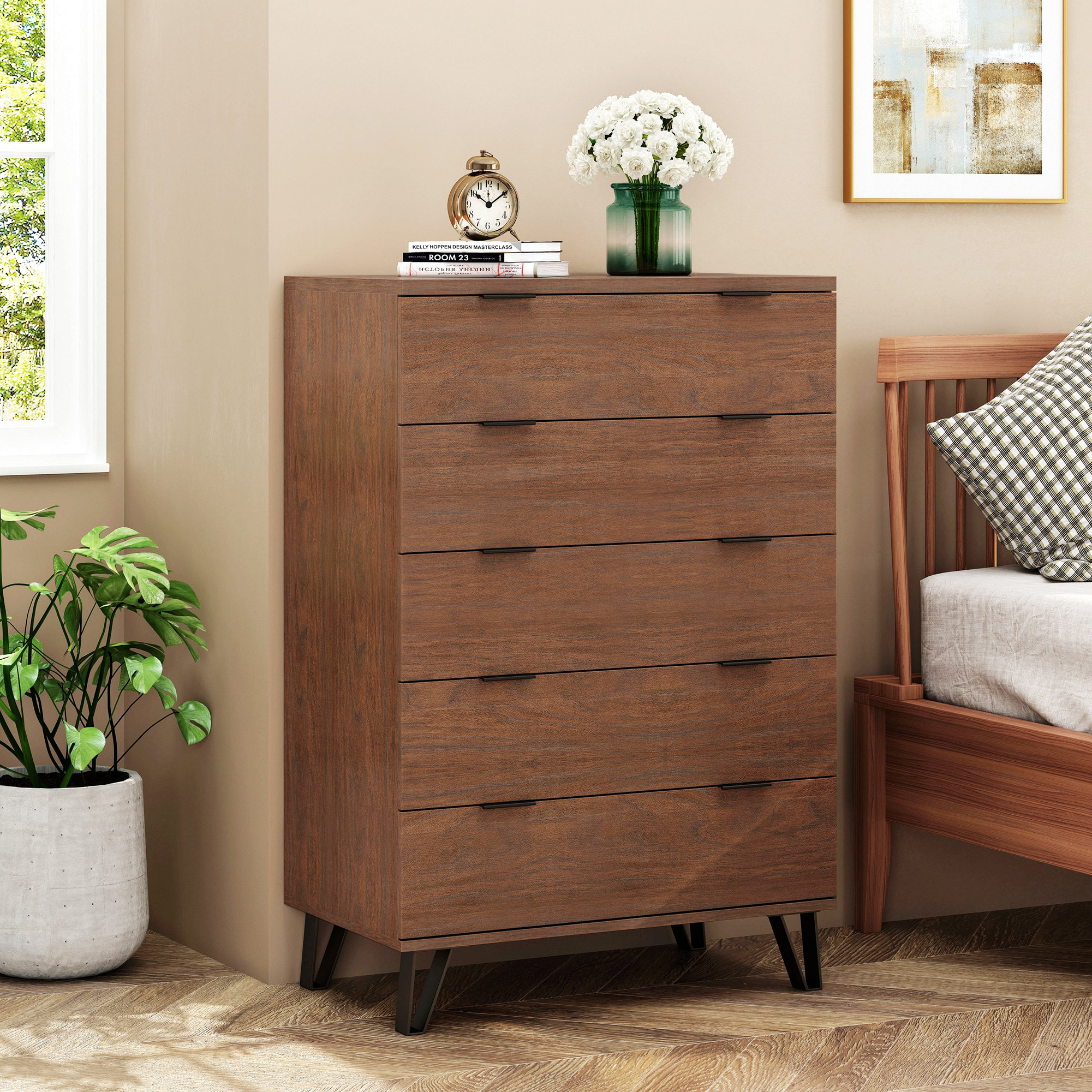 Corrigan Studio® Versatile and Convenient 5 Drawer Wide Chest For Bedroom,Living Room | Wayfair