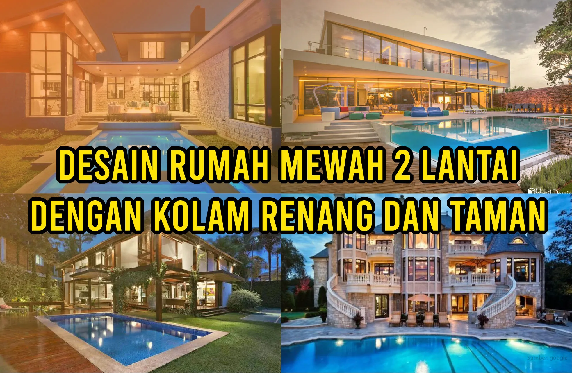 Denah Rumah Mewah 2 Lantai Modern Dengan Kolam Renang - Modern Minimalis