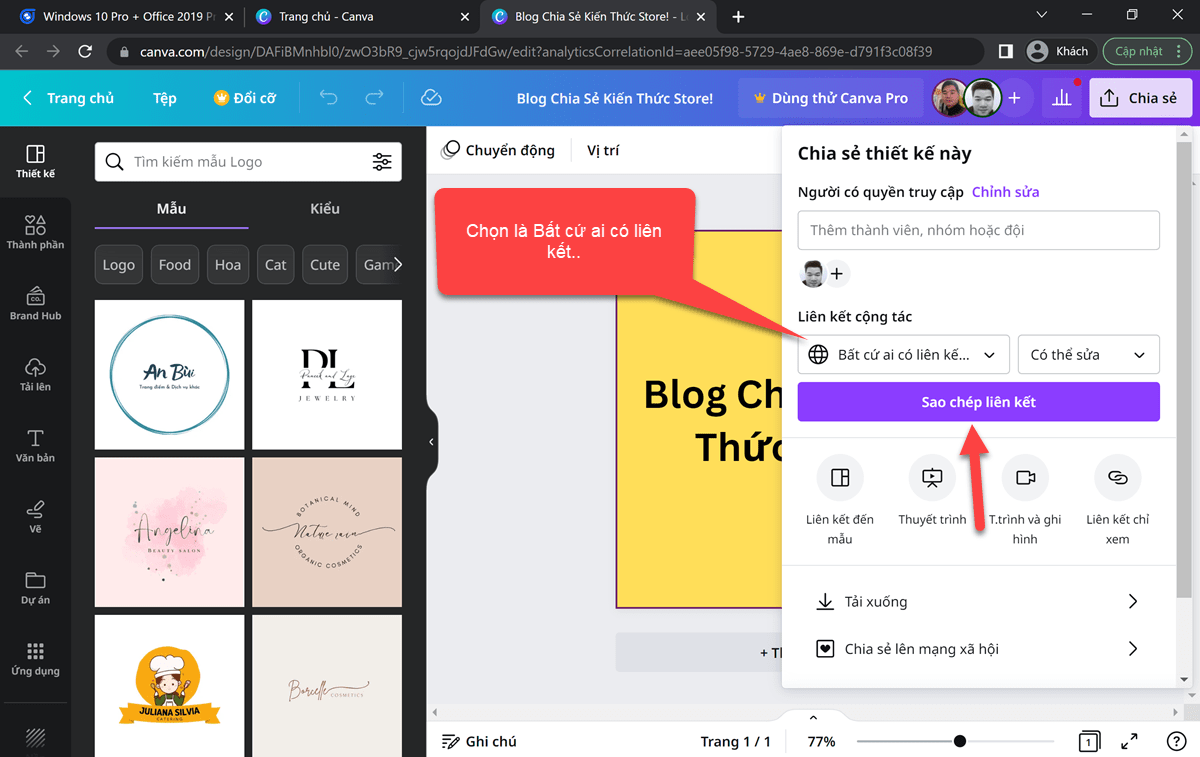 Cách Chia Sẻ Thiết Kế Trên Canva Cho Tài Khoản Khác