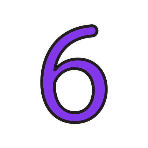 Number 6 Generic Outline Color Icon