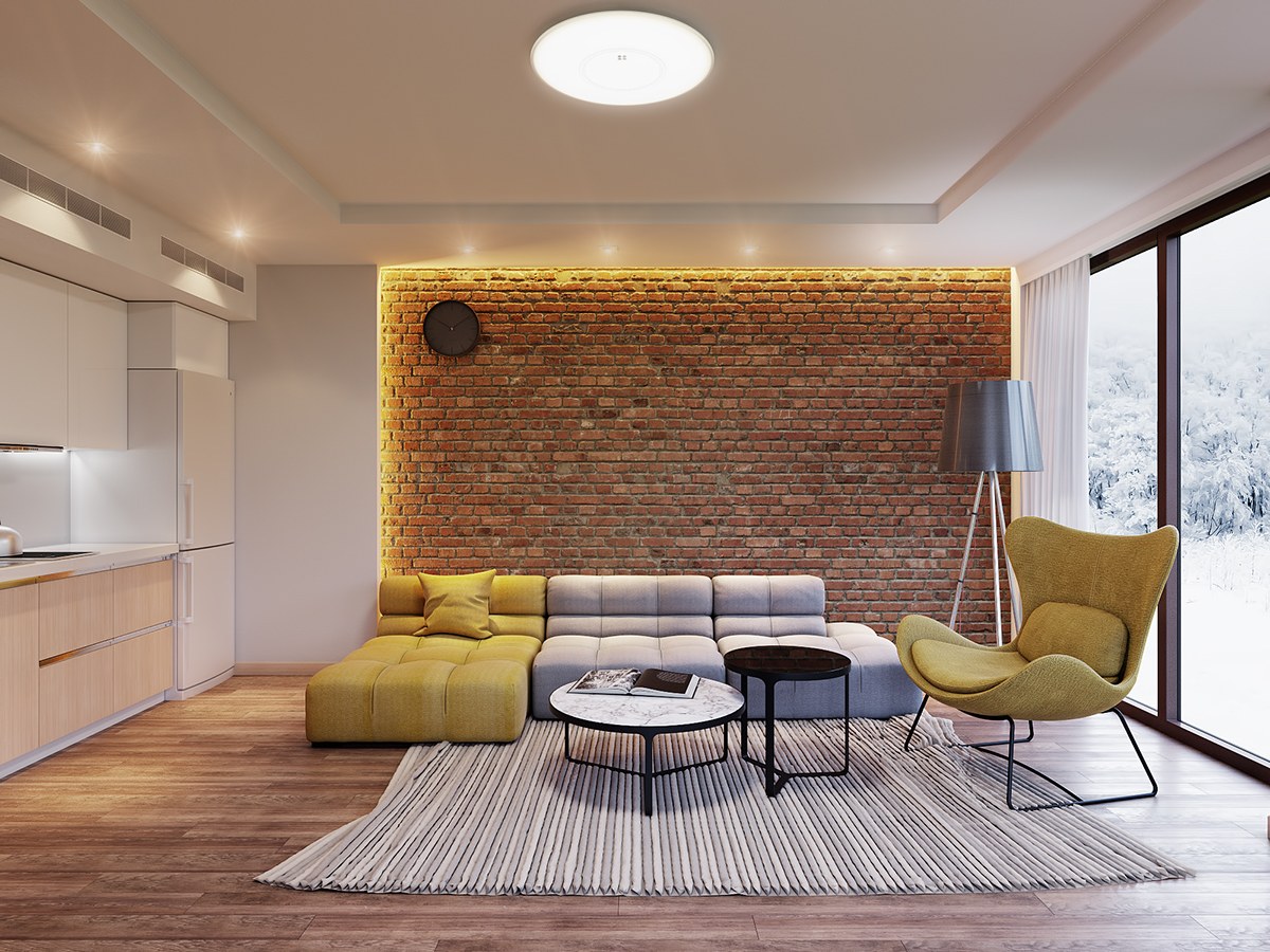 Brick Wall Living Room Interior Design | Online Information
