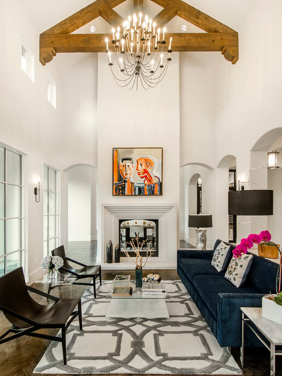 Vaulted Ceiling Fireplace Design| Shelly Lighting