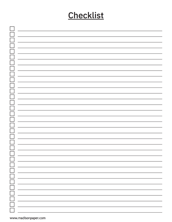 Checklist Template – Madison&#39;s Paper Templates