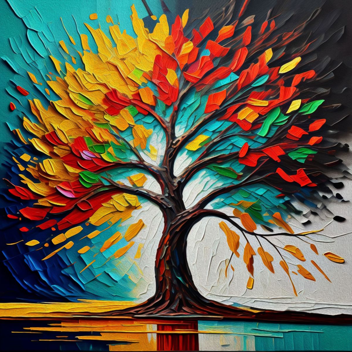 Stylized Tree Modern Artwork Oil Painting Wallpaper For Wall - Magic Decor