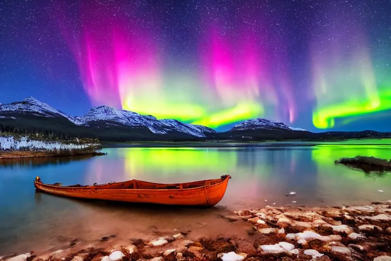 Beautiful Northern Lights Landscape Photography Of The| Stable Diffusion