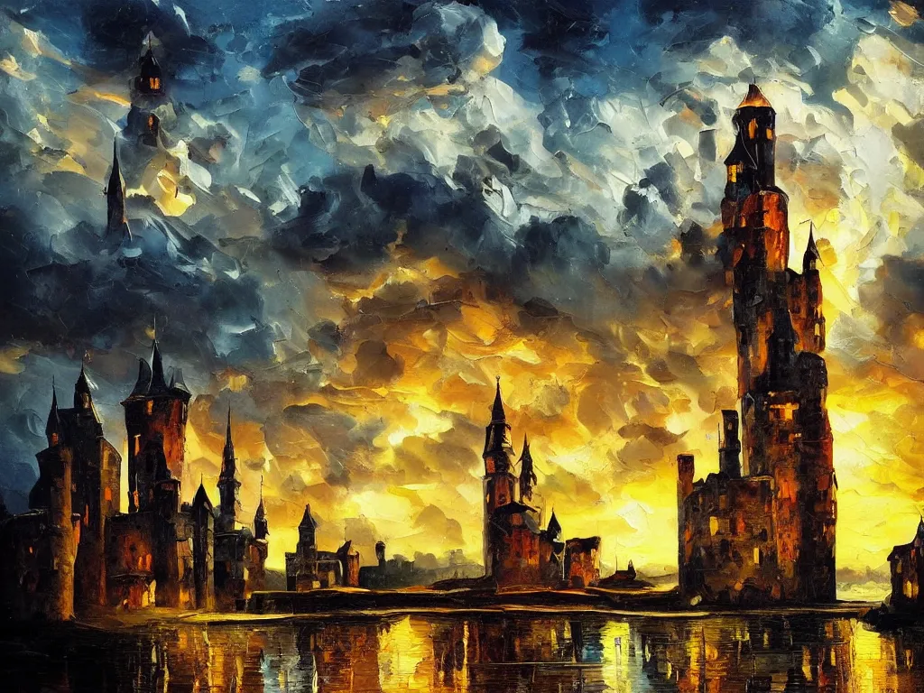 Modern Stylized Oil Painting Of Medieval Castle,| Stable Diffusion| OpenArt