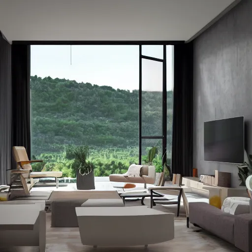 Modern Living Room With Big Windows | Cabinets Matttroy
