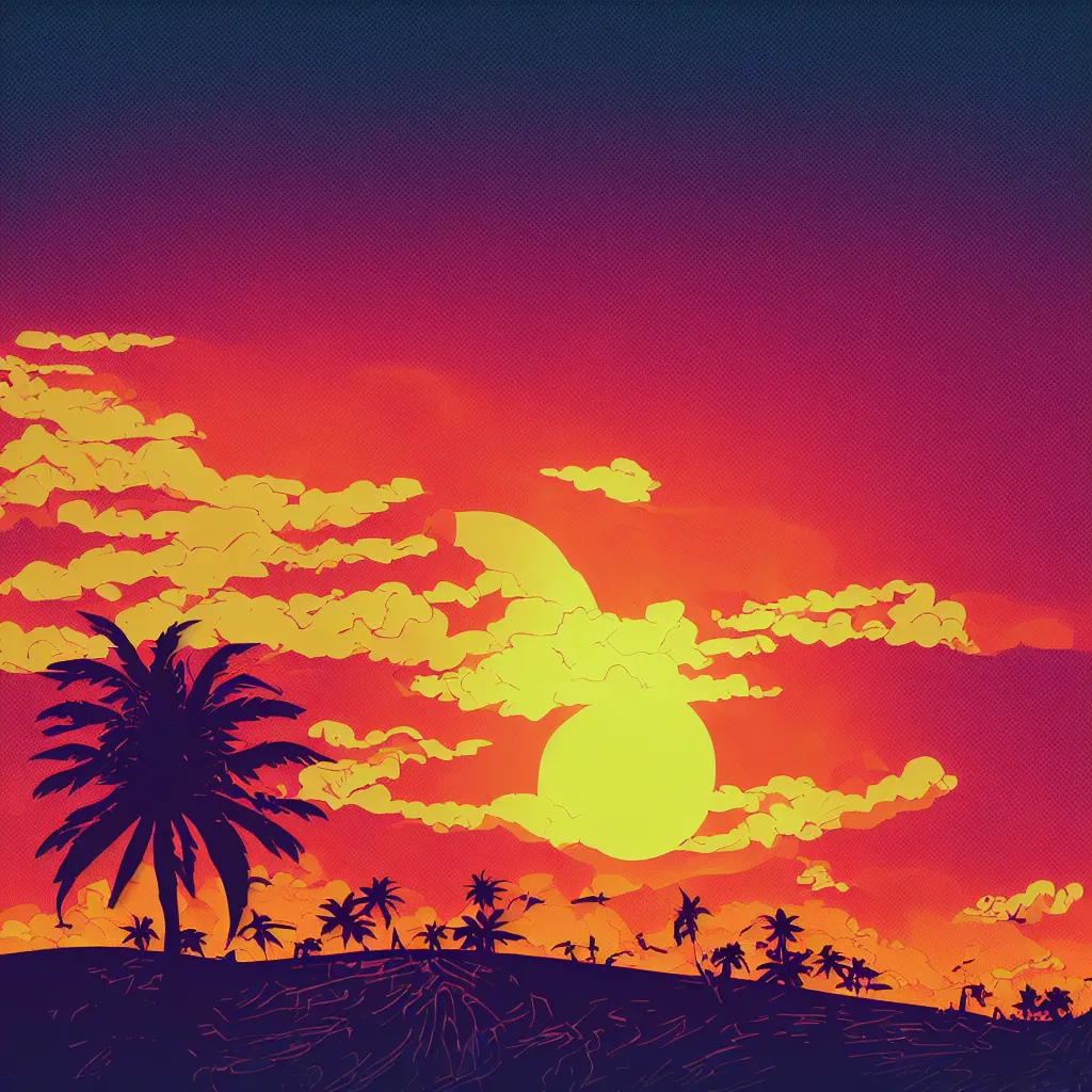 Retro Wave Sunset| Stable Diffusion| OpenArt