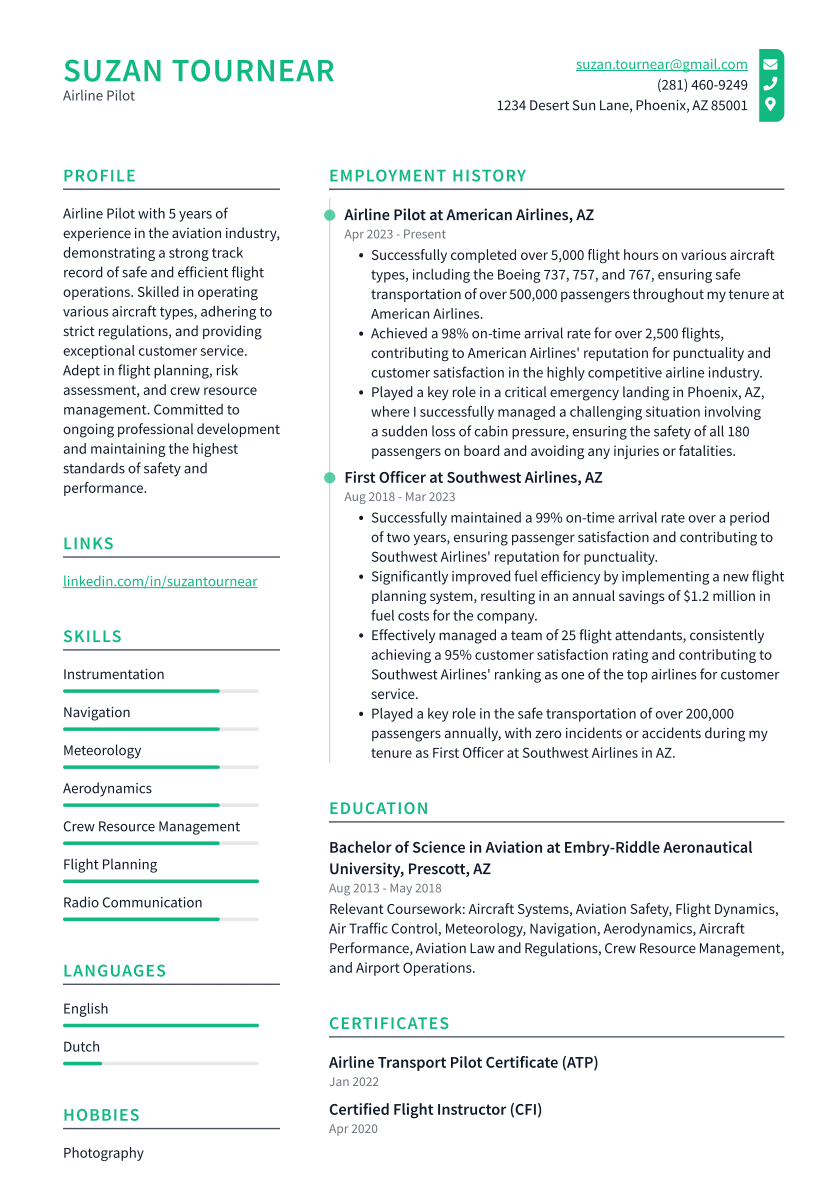 Airline Pilot Cover Letter Samples And Templates | ResumeCat