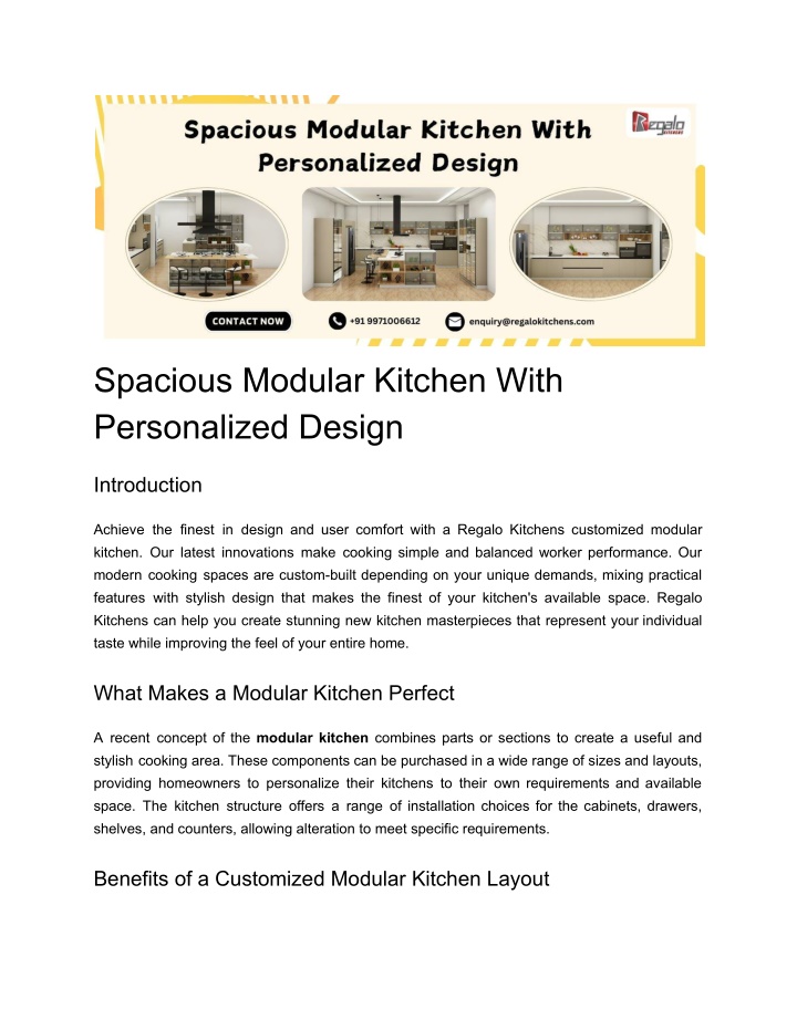 PPT - Spacious Modular Kitchen With Personalized Design PowerPoint Presentation - ID:13704500