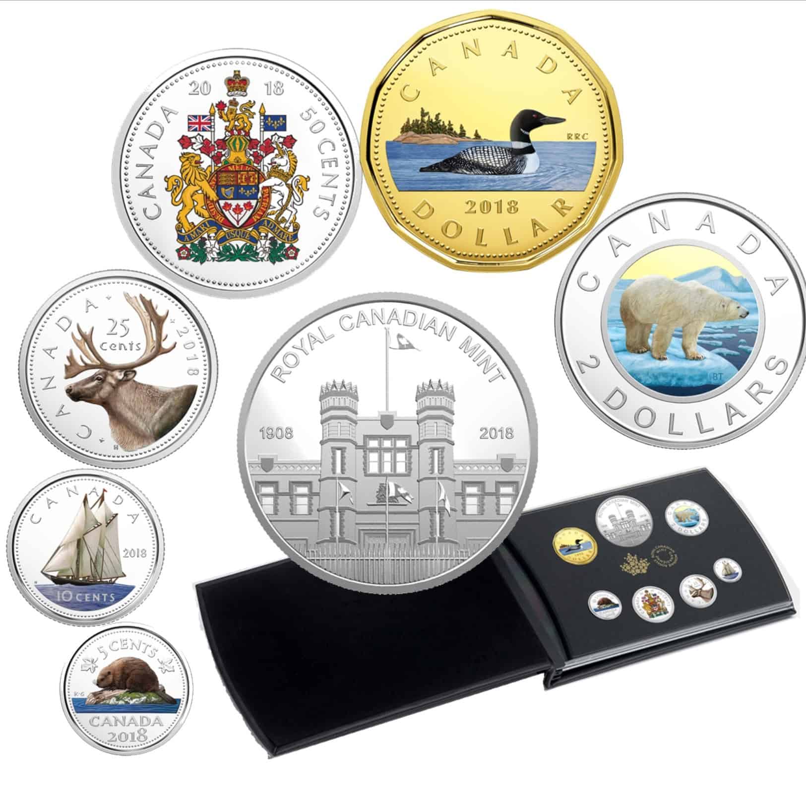 2018 Classic Canadian Coins Fine Silver Colourized Coin Set With Medallion - Century Stamps And ...