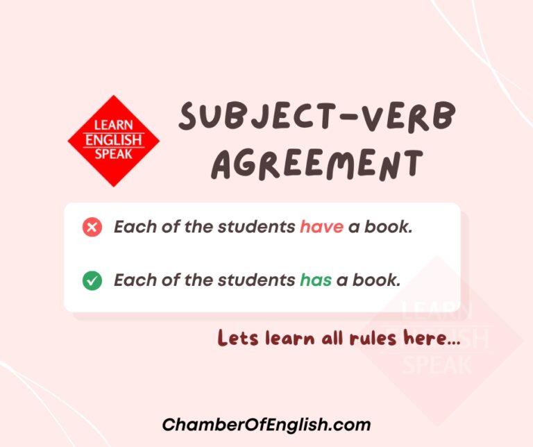 Subject Verb Agreement - Chamber Of English