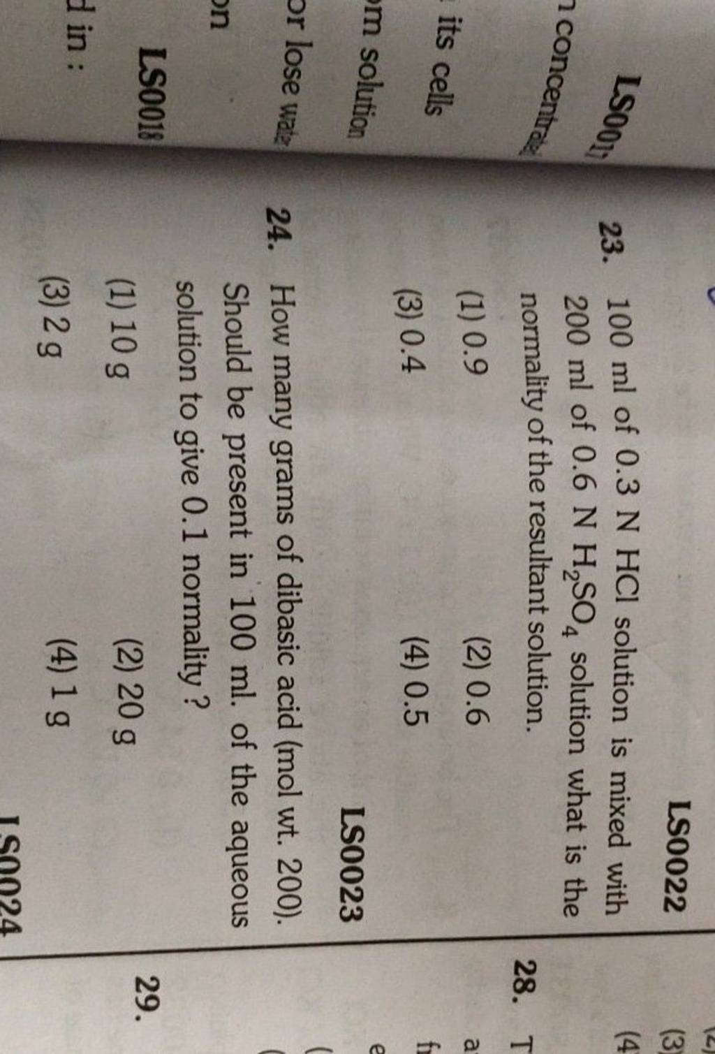 100ml Of 0.3 NHCl Solution Is Mixed With 200ml Of 0.6 NH2 SO4 Solution W..