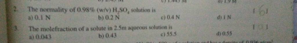 The Normality Of 0.98% (w/v) H2 SO4 Solution Is| Filo