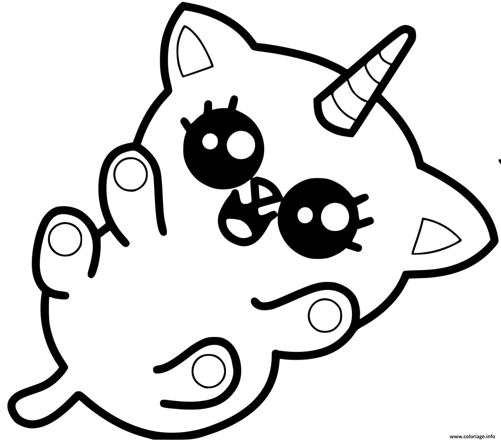 Coloriage Chat Licorne Kawaii Facile Dessin Chat Licorne à Imprimer