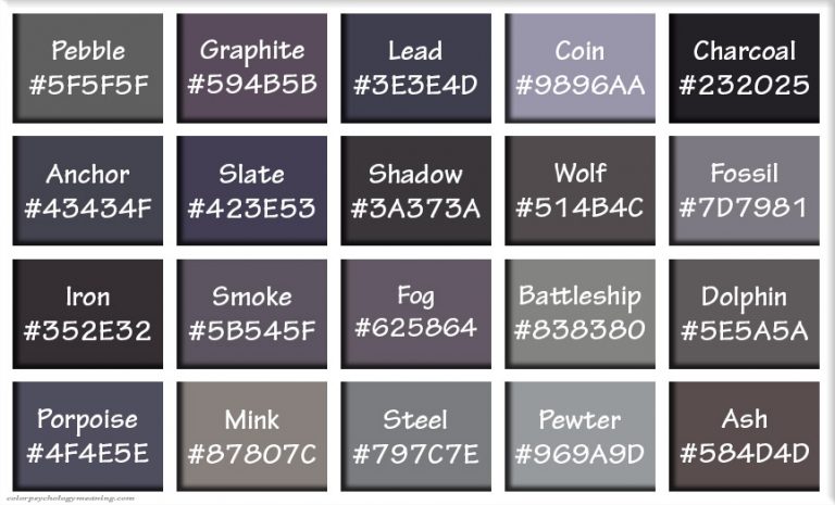 Shades of Brown & Names, with HEX, RGB Color Codes