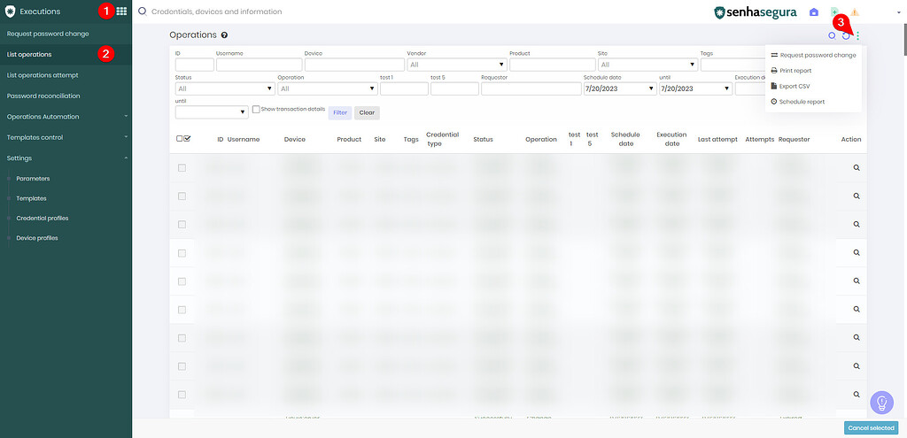 How To Access The Operations Report - Executions - Senhasegura Community