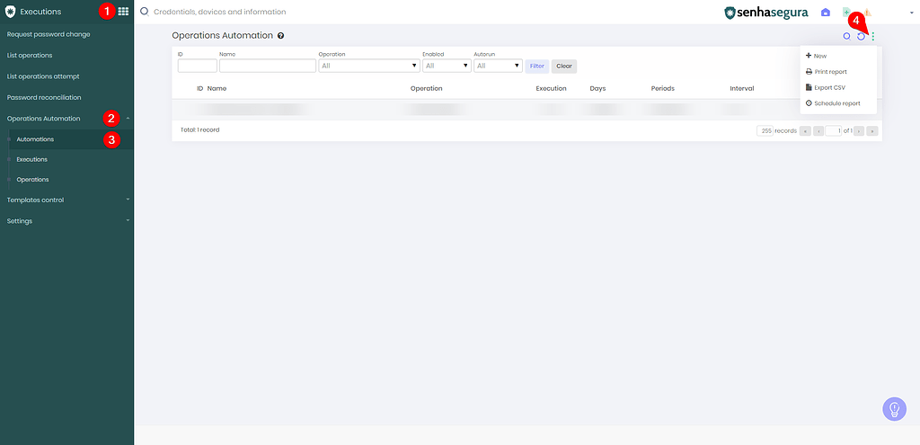How To Access The Operations Automation Report - Executions - Senhasegura Community
