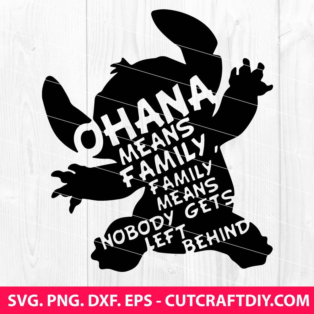 Ohana Means Family Stitch SVG PNG DXF EPS Cut Files for Cricut & Silhouette Digital Download