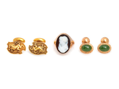 COLLECTION OF ANTIQUE, GOLD ACCESSORIES Lot 13