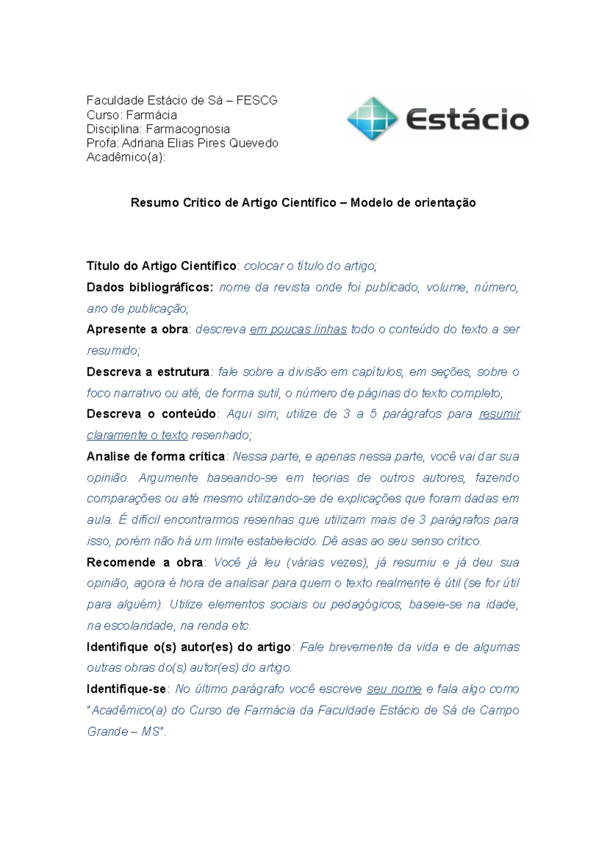 Exemplos De Resenha De Artigos - FDPLEARN