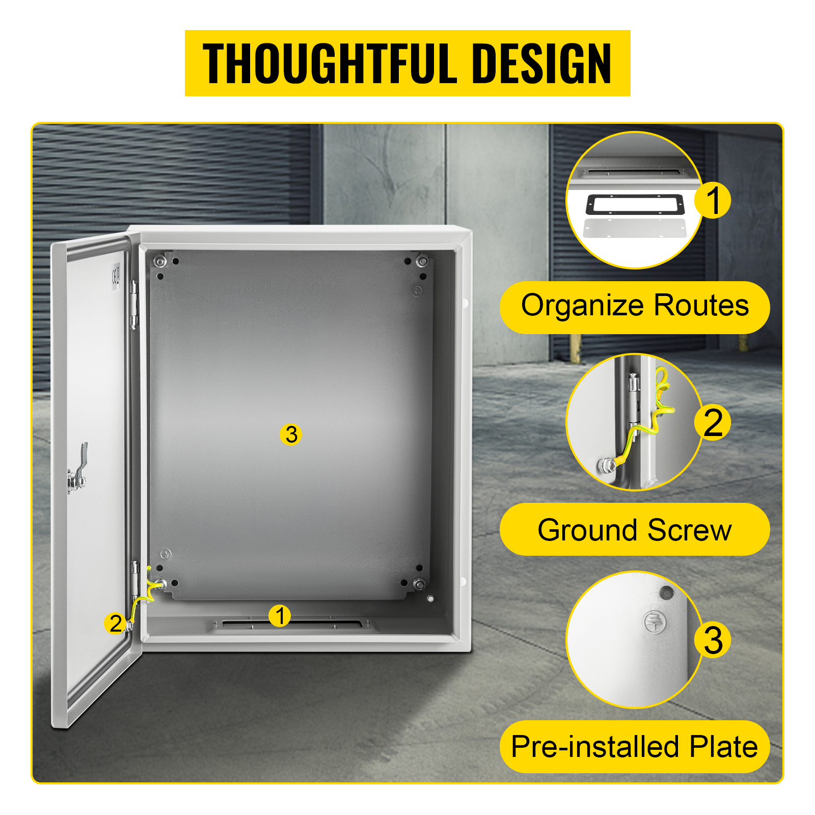 VEVOR Steel Electrical Box 20&#39;&#39; x 16&#39;&#39; x 10&#39;&#39; Electrical Enclosure Box, Carbon Steel Hinged ...