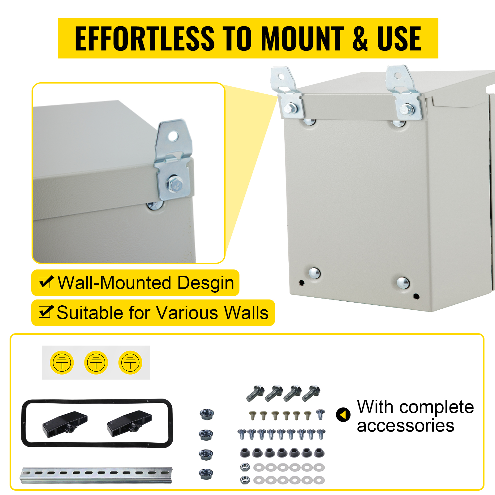 VEVOR Electrical Enclosure, 12x12x6&quot;, Tested to UL Standards NEMA 4 Outdoor Enclosure, IP65 ...