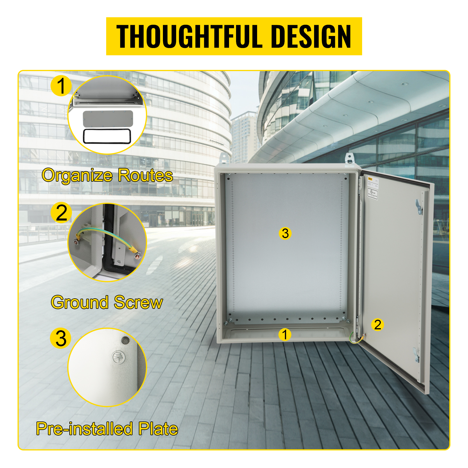 VEVOR Electrical Enclosure, 24x16x10&quot;, Tested to UL Standards NEMA 4 Outdoor Enclosure, IP65 ...