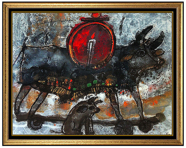 Theo Tobiasse | Theo Tobiasse Original Oil Painting Hand Signed French Modernism Animal Artwork ...