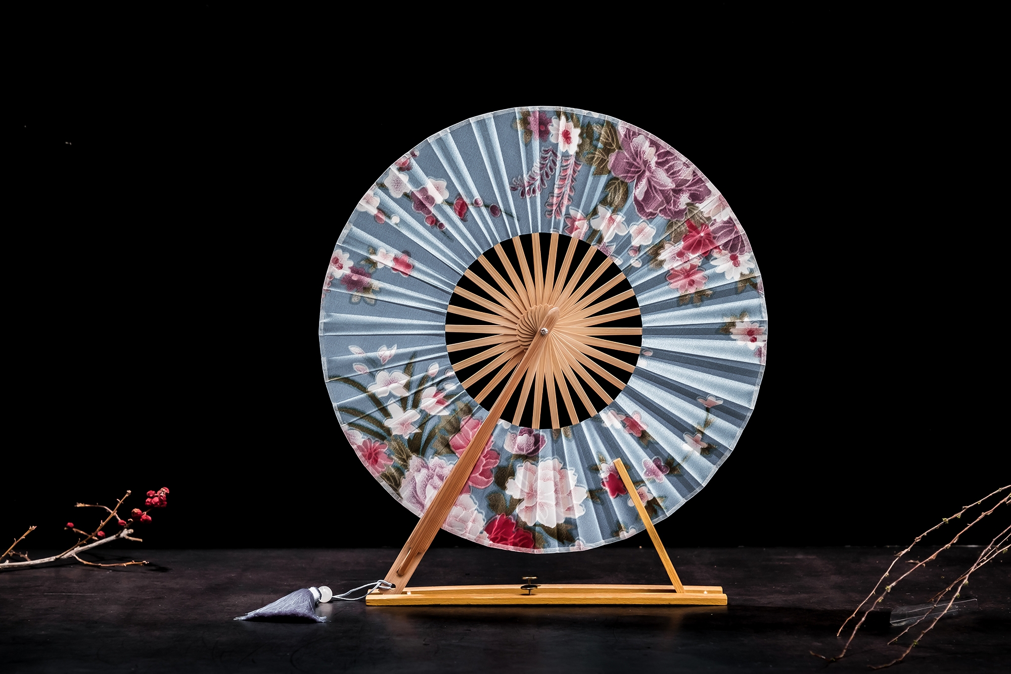 Japanese Fan| Japanese Style Round Windmill Fan With Bamboo Frame For Decoration - TrueKatana