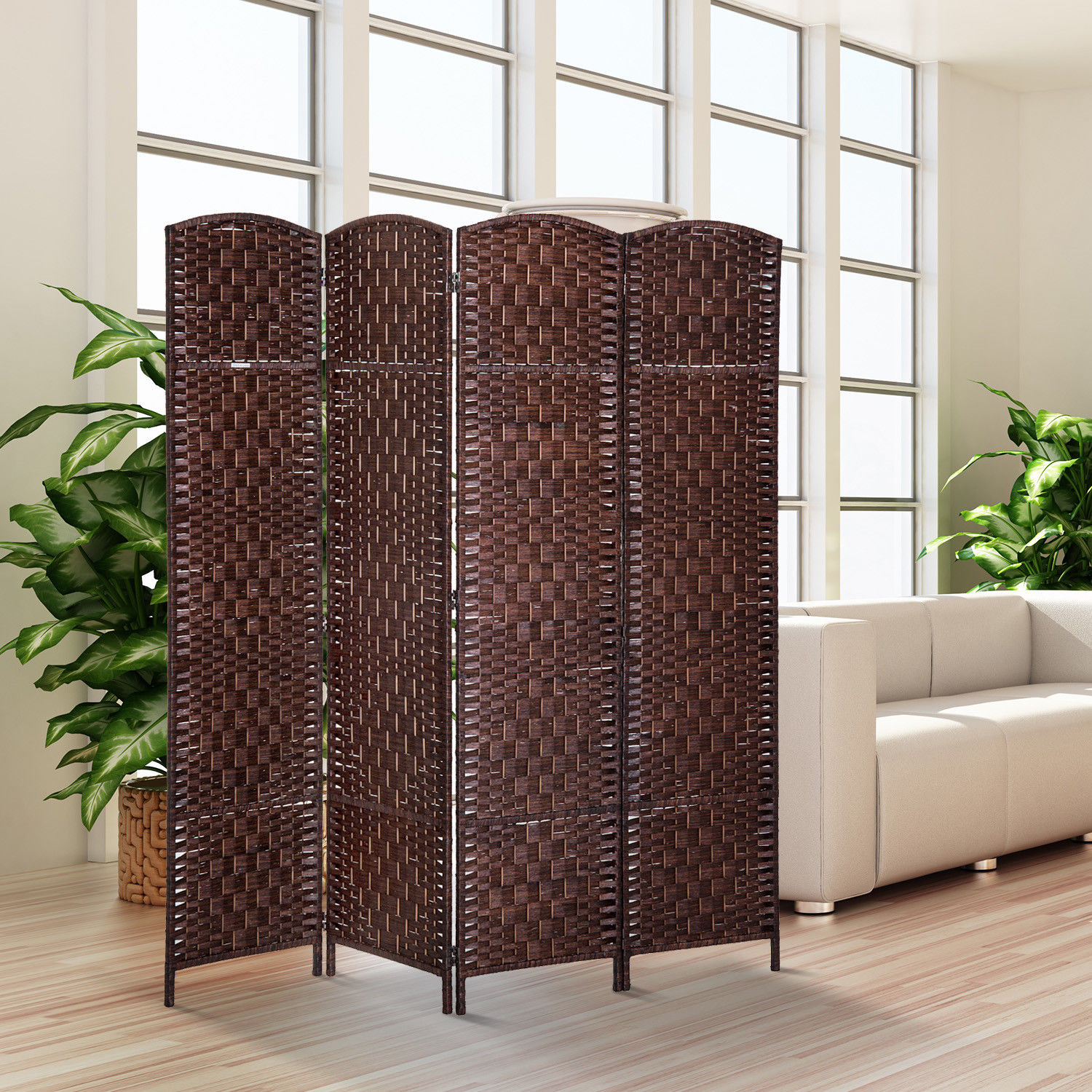 HOMCOM 3/4/6 Weave Panel Room Divider Privacy Folding Screen Diamond Decor | eBay